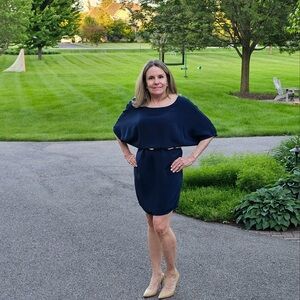 Vince brand navy blue silk tunic dress.